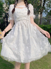 Doux Lolita OP Robe Polyester Manches Courtes Dentelle Motif Papillon Blanc Robe Lolita Une Pièce
