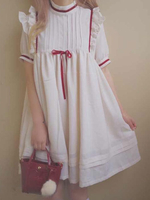Doux Lolita OP une pièce robe à manches courtes col montant en mousseline de soie blanche robe lolita Déguisements Halloween