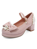 Doux Lolita Pump Pink Bows Pearl Synthétique Cuir Chunky Heel Lolita Chaussures Déguisements Halloween