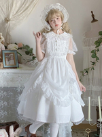 Doux Lolita Robe blanche JSK Volants Lolita Jumper Jupes Déguisements Halloween