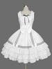 Doux Lolita Robe blanche sans manches JSK Volants Lolita Jumper Jupes Déguisements Halloween