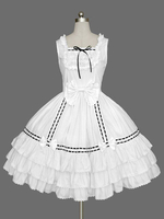 Doux Lolita Robe blanche sans manches JSK Volants Lolita Jumper Jupes Déguisements Halloween