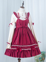 Doux Lolita Robe JSK Volants Bourgogne Lolita Jumper Jupes Déguisements Halloween