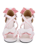 Doux Lolita Sandales Bow Volants Strappy Deux Tone Synthétique Chaussures à talons hauts Lolita Déguisements Halloween