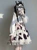 Doux Lolita SK blanc Bowknots motif de vache Polyester sans manches"idien jupes Lolita décontractées