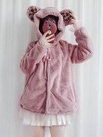 Doux manteau lolita ours oreille à capuchon bowknot manteau dhiver rose lolita Déguisements Halloween