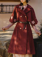 Doux manteaux Lolita Ember Red Fringe Cascade de volants Manteau synthétique Manteau hiver Lolita Outwears Déguisements Halloween