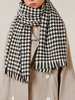 Echarpes Femme Hiver Imprimé Carreaux Bicolores avec Franges