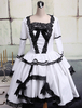 Eleagant White Lolita OP robe manches longues dentelle noire finition bicouche Déguisements Halloween
