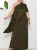 Elegent Plus Size Dress Solid Skew Collar Ruffles Party Dress