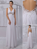 Empire v-cou en mousseline de soie robe de mariée dos de Illusion avec des appliques florales Milanoo