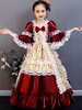 Enfant Cadeau Noël Robe De Fille Rétro Royale En Dentelle Bordeaux Déguisements Halloween Robe De Princesse Fille Baptême