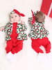 Enfant Combinaison De Noël Imprimé Rouge 2 Pièces Costumes De Vacances Bébé Déguisements Noël Cadeau Enfant