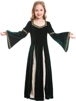 Enfant Costumes12 Siècle Royal Enfant Robe Avec Coiffure Robe De Fille Déguisement Halloween