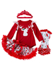 Enfant Noël Cosplay Ensemble Jupe Tutu À Volants Avec Top En Coton Imprimé Rouge Costumes De Vacances Déguisements Noël