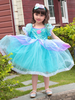 Enfant Princesse Cosplay Costume 2 Pièces Bleu Robe Coiffure Ensemble Cadeau Noël Fille Princesse Robe Cosplay Halloween