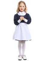 Enfant Robe De Bonne Cosplay Costume Bleu Foncé Robe De Fille Déguisement Carnaval Halloween