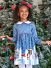 Enfant Robe De Noël Père Noël Imprimé Bleu Clair Ciel Robe Costumes Déguisements Noël Cadeau Enfant