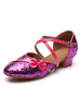 Enfants chaussures de danse paillettes bout rond arc Criss Cross chaussures de danse latine chaussures de danse