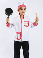 Enfants Chef Costume Gants blancs Chef Vêtements Chapeau 3 pièces Ensemble Polyester Enfants Halloween Costumes de Cosplay