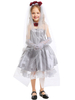Enfants Corpse Mariée Cosplay Robe En Argent Gants Tulle Costumes Pour Enfants De Cosplay Déguisements Halloween