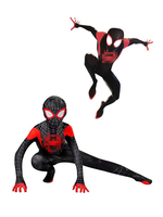 Enfants Cosplay Costume Rouge Noir Lycra Spandex Catsuits Zentai American Comic Film Cosplay Combinaison Halloween Costuème