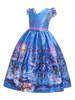 Enfants De Noël Cosplay Imprimer Ruffle Bow Robe Bleue Costumes Des Enfants Cosplay Déguisements Halloween