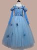 Enfants Déguisements Halloween Cosplay Bleu Princesse Cindrella Tulle Starlet Robe En Coton Enfants Cosplay Costumes