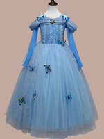 Enfants Déguisements Halloween Cosplay Bleu Princesse Cindrella Tulle Starlet Robe En Coton Enfants Cosplay Costumes