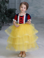 Enfants Déguisements Halloween Cosplay Neige Blanche-Robe Jaune Enfant Princesse Cosplay Costumes