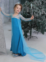 Enfants Elsa Cosplay Frozen Robe Bleue Tulle Costumes Pour Enfants Déguisements Halloween