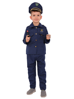 Enfants Halloween Costumes Costumes Policier 3 pièces Ensemble de fibre de polyester sombre des enfants Costume Full Set