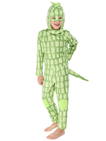 Enfants Halloween Costumes Vert Clair Polyester Lézard Cosplay Combinaison Costume De Vacances Ensemble Complet