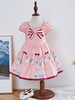 Enfants Lolita Robe Rose Bow poney Imprimer robe à manches courtes Tutu