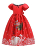 Enfants Noël Cosplay Imprimer Robe Rouge Enfant Princesse Robe Costumes Déguisements Halloween