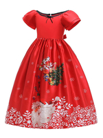 Enfants Noël Cosplay Imprimer Robe Rouge Enfant Princesse Robe Costumes Déguisements Halloween