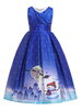 Enfants noël cosplay robe bleue imprimer des costumes pour enfants cosplay Déguisements Halloween