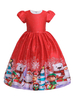 Enfants Noël Cosplay Santa Dress Rouge Robe Plissée Imprimer Costumes pour enfants Cosplay Déguisements Halloween