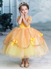 Enfants Princesse Cosplay La Belle et La Bête Robe Jaune Enfants Costumes Déguisements Halloween