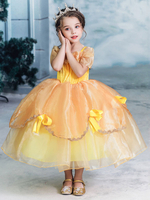 Enfants Princesse Cosplay La Belle et La Bête Robe Jaune Enfants Costumes Déguisements Halloween