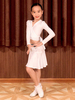 Enfants robes de danse latine filles blanches ensemble lycra spandex jupe haut costume de danse