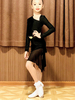 Enfants robes de danse latine filles ensemble noir robe lycra spandex vêtements de danse