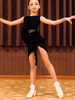Enfants robes de danse latine filles noires Lycra Spandex robe Costume de danseuse latine