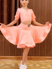 Enfants robes de danse latine filles saumon ensemble jupe lycra spandex haut costume de danse