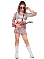 Enfants Rétro Costumes Rose Imprimé Floral Polyester Tunique Robe Chapeaux Hippies Marie Antoinette Costume Mascarade Robe De Bal