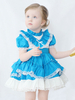 Enfants Sweet Lolita Dress Bleu Ciel Volants Dentelle Arcs Manches Courtes Polyester Sweet Lolita One Piece Robes