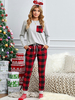 Ensemble 2 pièces de pyjama de Noël en famille à carreaux en polyester et pantalon gris