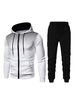 Ensemble 2 pièces de vêtements de sport pour hommes imprimé à manches longues à capuche blanc tenue de sport