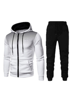 Ensemble 2 pièces de vêtements de sport pour hommes imprimé à manches longues à capuche blanc tenue de sport