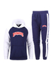 Ensemble 2 pièces de vêtements de sport pour hommes imprimé à manches longues à capuche tenue de sport bleu marine foncé
